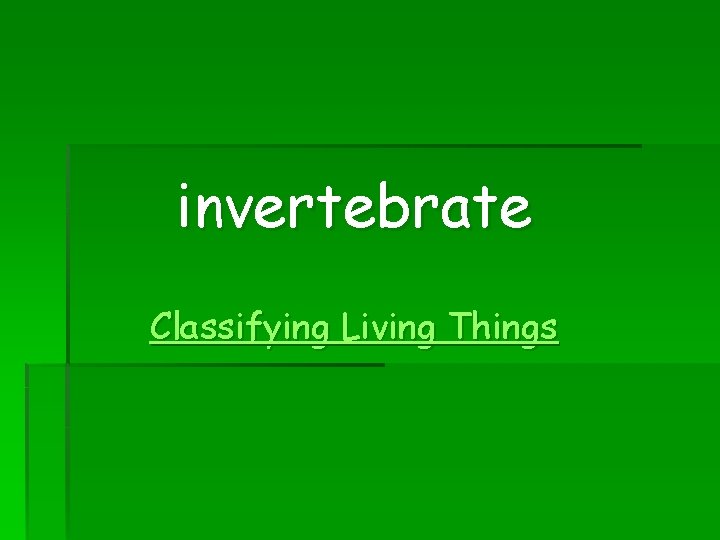 invertebrate Classifying Living Things 