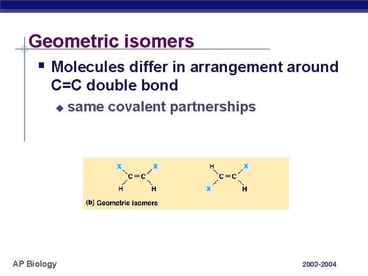 Geometric isomers § Molecules differ in arrangement around C=C double bond u AP Biology