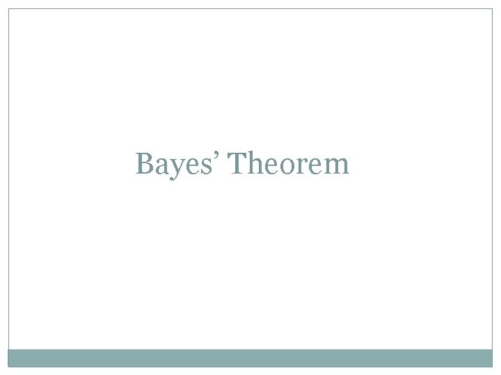 Bayes’ Theorem 