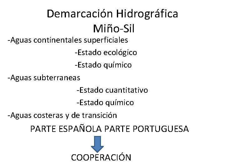 Demarcación Hidrográfica Miño-Sil -Aguas continentales superficiales -Estado ecológico -Estado químico -Aguas subterraneas -Estado cuantitativo