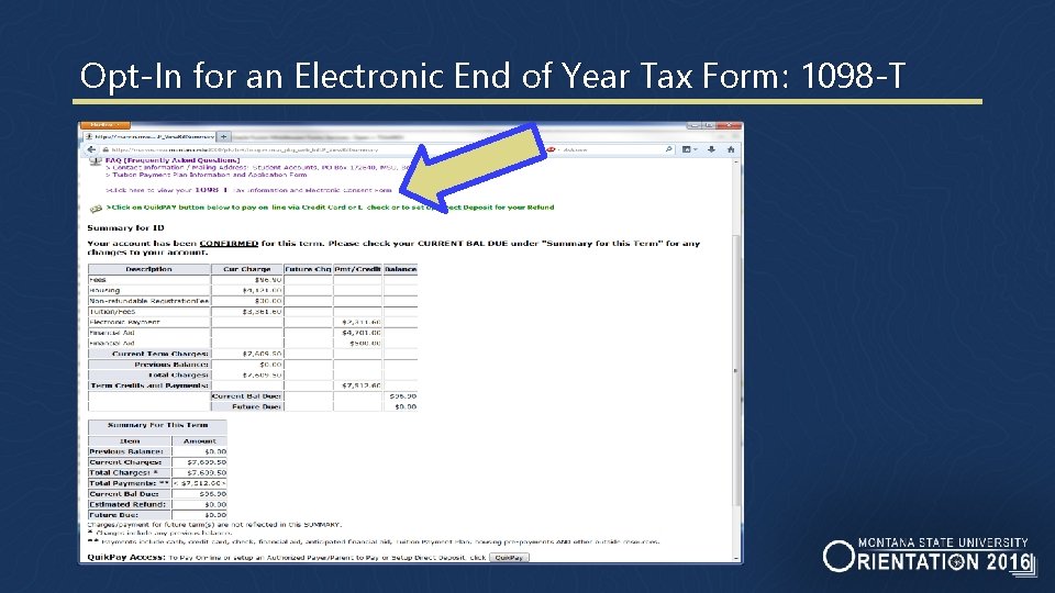 Opt-In for an Electronic End of Year Tax Form: 1098 -T 