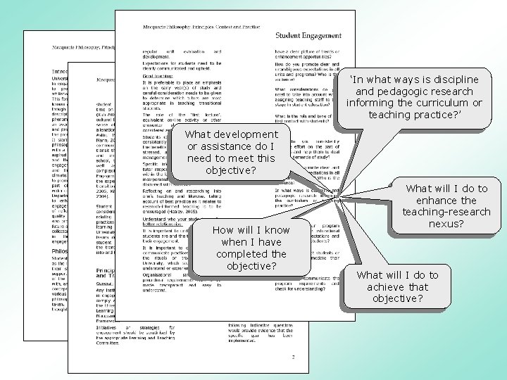 ‘In what ways is discipline and pedagogic research informing the curriculum or teaching practice?
