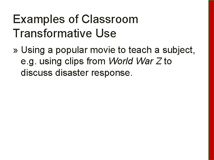 Examples of Classroom Transformative Use » Using a popular movie to teach a subject,