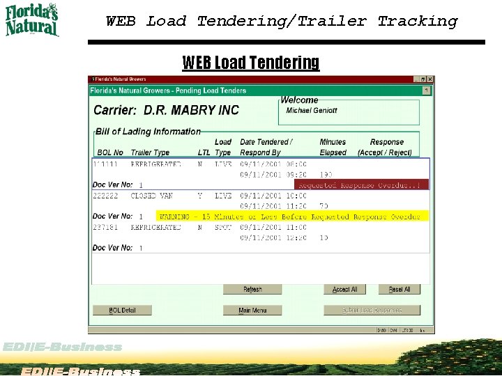 WEB Load Tendering/Trailer Tracking WEB Load Tendering 