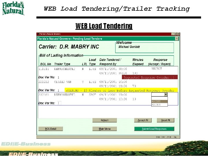 WEB Load Tendering/Trailer Tracking WEB Load Tendering 