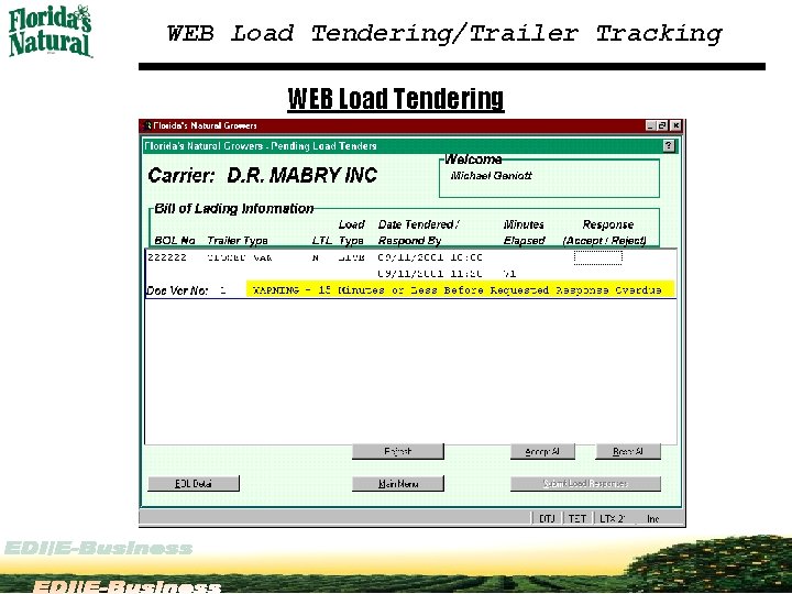 WEB Load Tendering/Trailer Tracking WEB Load Tendering 