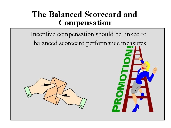 The Balanced Scorecard and Compensation Incentive compensation should be linked to balanced scorecard performance