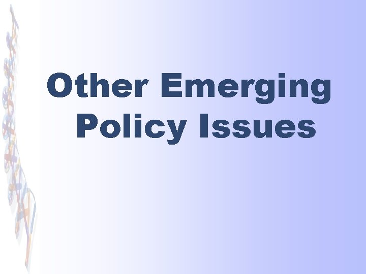 Other Emerging Policy Issues 