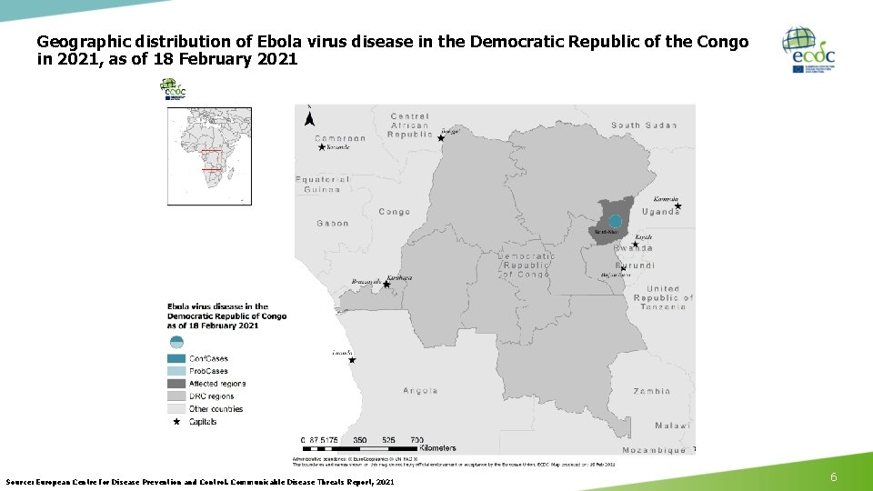 Geographic distribution of Ebola virus disease in the Democratic Republic of the Congo in