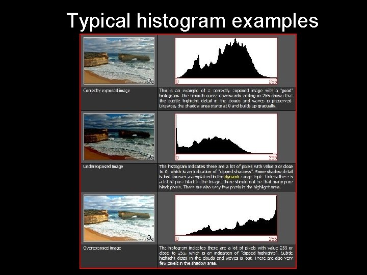 Typical histogram examples 