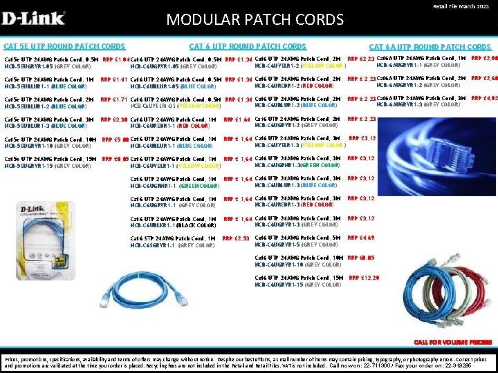 Retail File March 2021 MODULAR PATCH CORDS CAT 5 E UTP ROUND PATCH CORDS