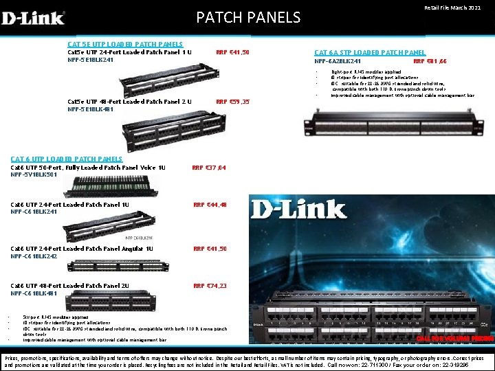 Retail File March 2021 PATCH PANELS CAT 5 E UTP LOADED PATCH PANELS Cat