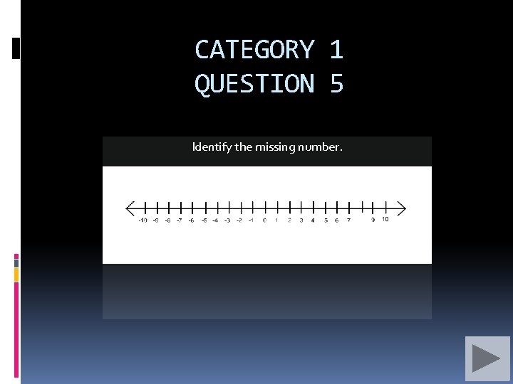 CATEGORY 1 QUESTION 5 Identify the missing number. 