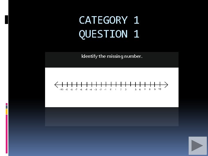 CATEGORY 1 QUESTION 1 Identify the missing number. 