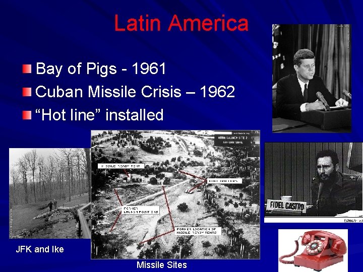 Latin America Bay of Pigs - 1961 Cuban Missile Crisis – 1962 “Hot line”