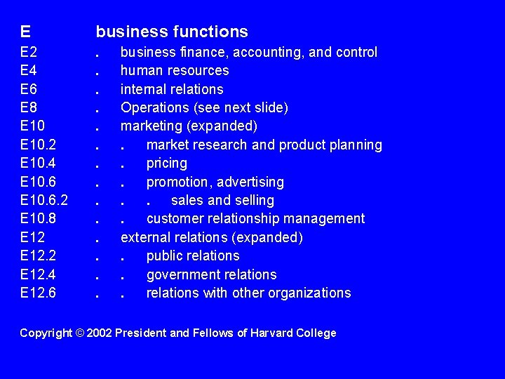 E business functions E 2 E 4 E 6 E 8 E 10. 2