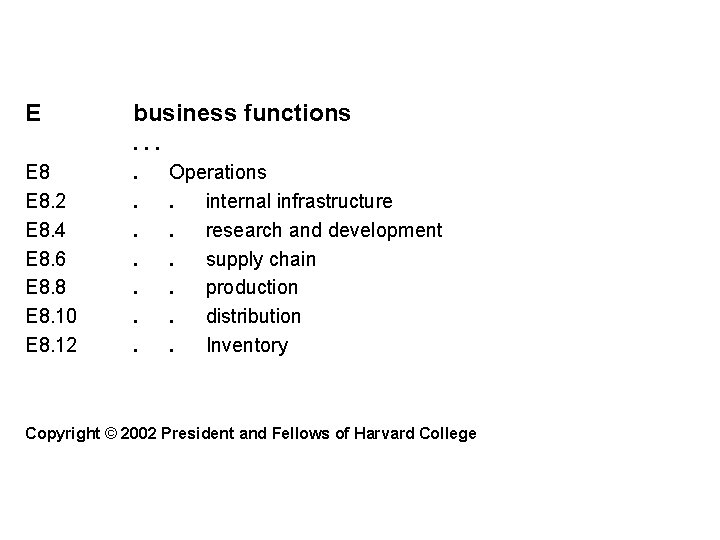 E business functions E 8. 2 E 8. 4 E 8. 6 E 8.