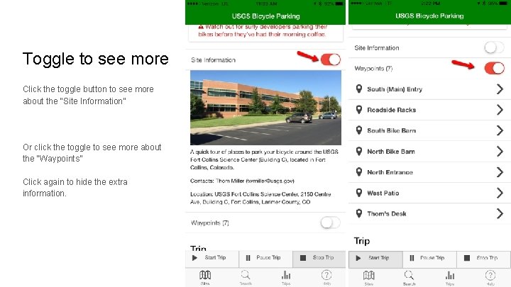 Toggle to see more Click the toggle button to see more about the “Site