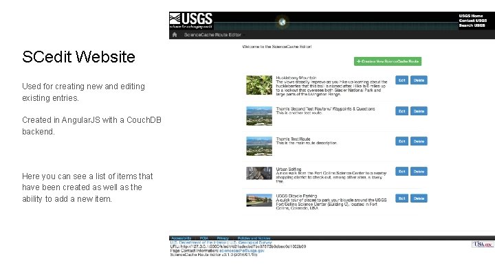 SCedit Website Used for creating new and editing existing entries. Created in Angular. JS