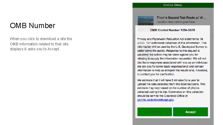 OMB Number When you click to download a site the OMB information related to