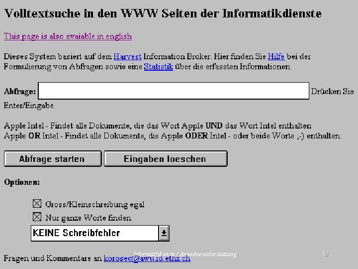 Harvest Informatikdienste / Anwednerunterstützung 10 