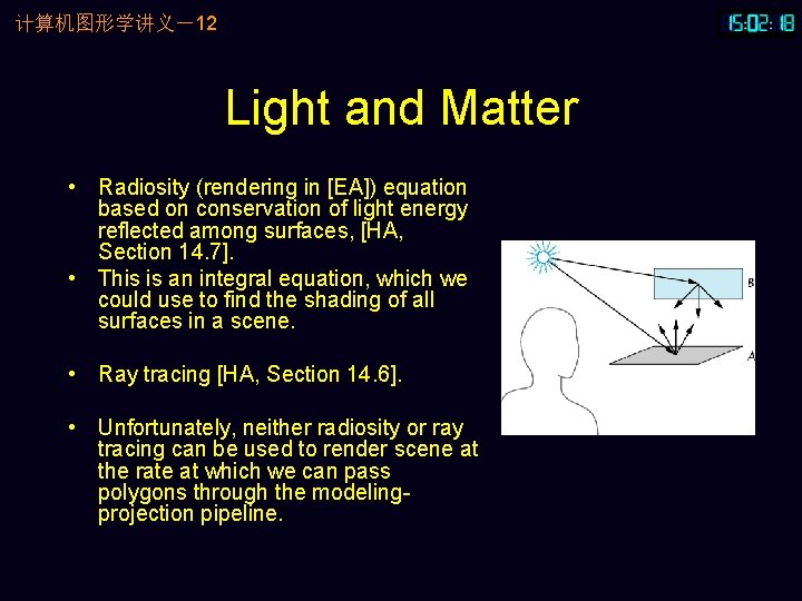计算机图形学讲义－12 Light and Matter • Radiosity (rendering in [EA]) equation based on conservation of