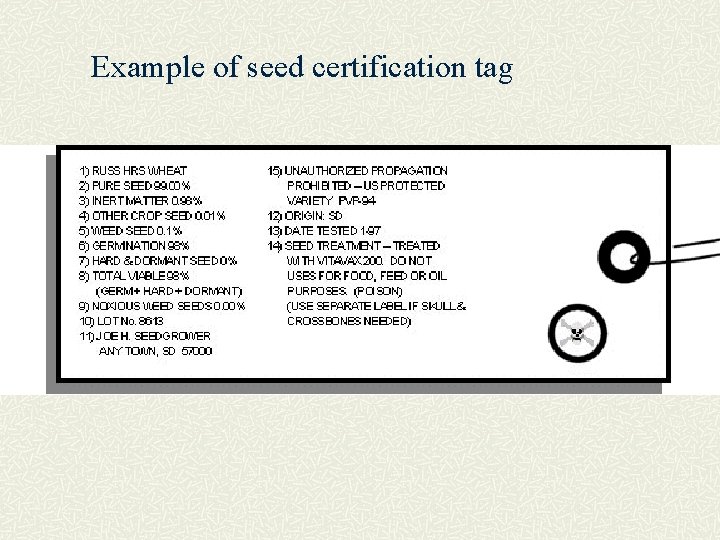 Example of seed certification tag 