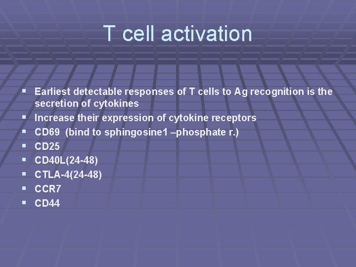 T cell activation § Earliest detectable responses of T cells to Ag recognition is