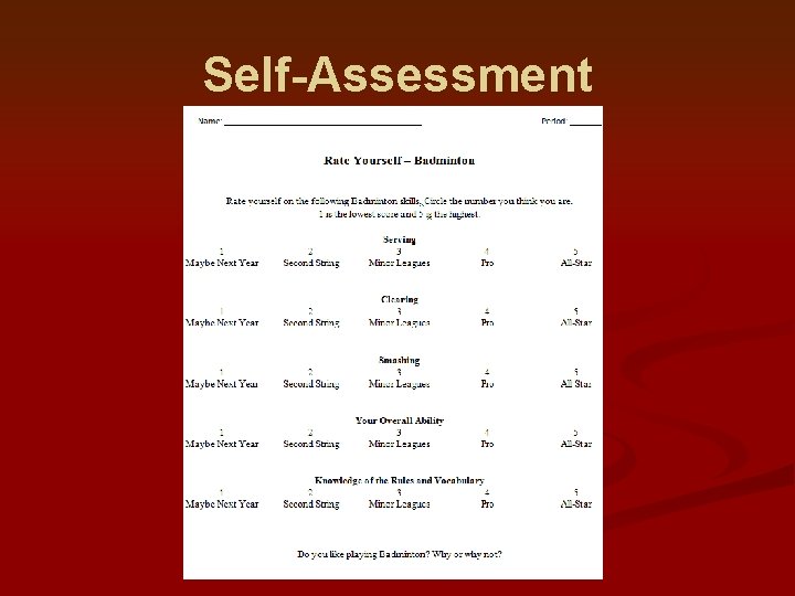 Self-Assessment 