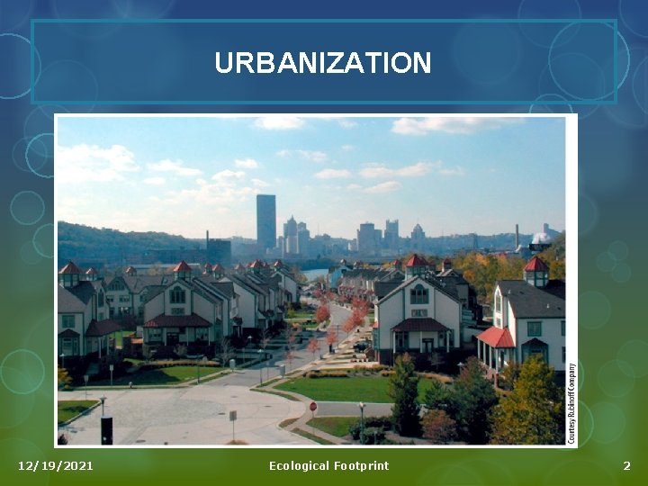 URBANIZATION 12/19/2021 Ecological Footprint 2 