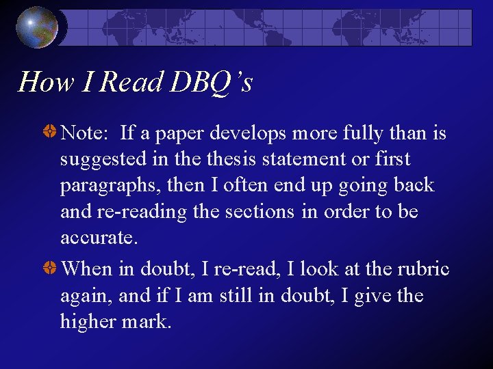 How I Read DBQ’s Note: If a paper develops more fully than is suggested How I Read DBQ’s Note: If a paper develops more fully than is suggested
