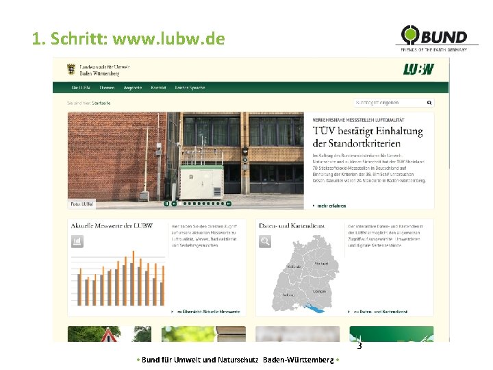 1. Schritt: www. lubw. de 3 • Bund für Umwelt und Naturschutz Baden-Württemberg •