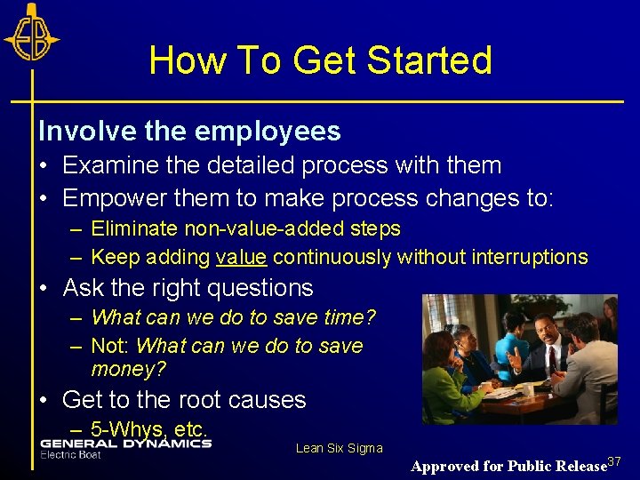 How To Get Started Involve the employees • Examine the detailed process with them How To Get Started Involve the employees • Examine the detailed process with them