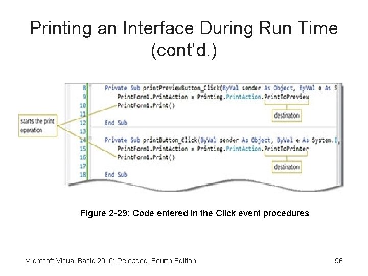 Printing an Interface During Run Time (cont’d. ) Figure 2 -29: Code entered in