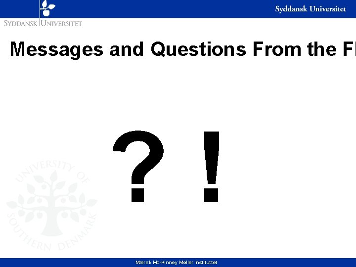Messages and Questions From the Fl ? ! Mærsk Mc-Kinney Møller Instituttet 