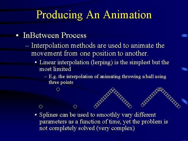 Producing An Animation • In. Between Process – Interpolation methods are used to animate