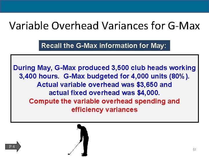 Variable Overhead Variances for G-Max Recall the G-Max information for May: During May, G-Max