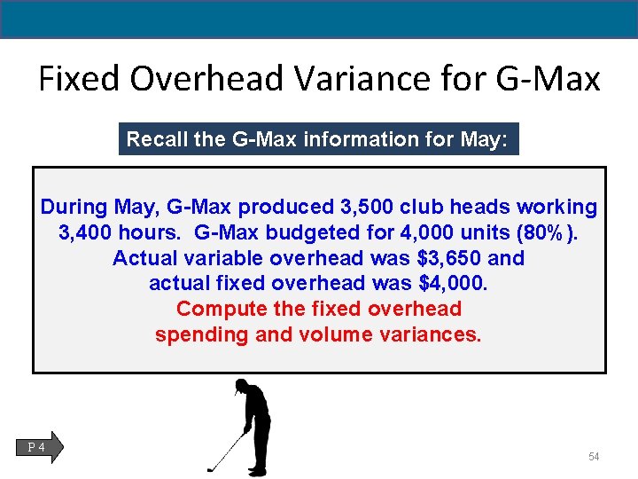 Fixed Overhead Variance for G-Max Recall the G-Max information for May: During May, G-Max