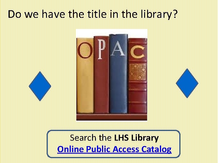 Do we have the title in the library? Search the LHS Library Online Public