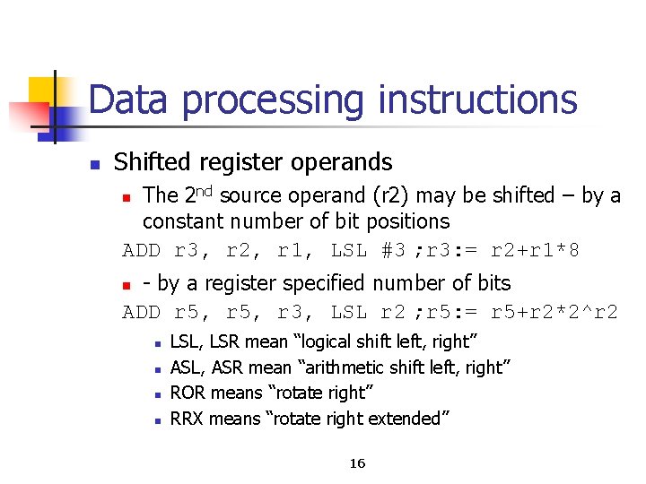 Embedded RealTime Systems Lecture ARM assembly language Dimitris