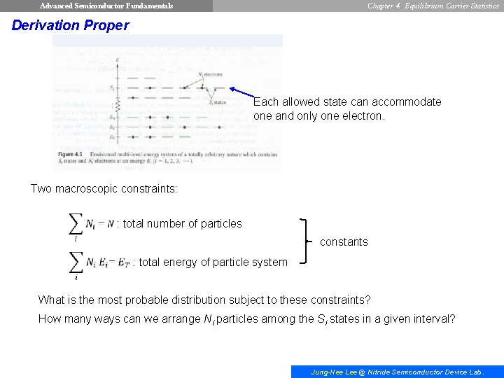 Advanced Semiconductor Fundamentals Chapter 4. Equilibrium Carrier Statistics Derivation Proper Each allowed state can