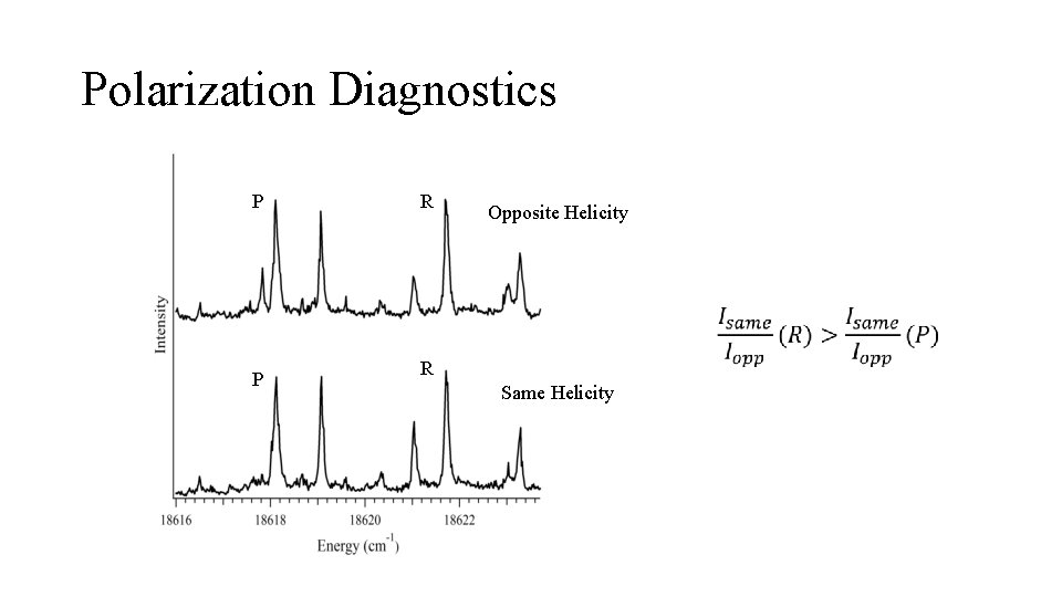 Polarization Diagnostics P P R Opposite Helicity R Same Helicity 