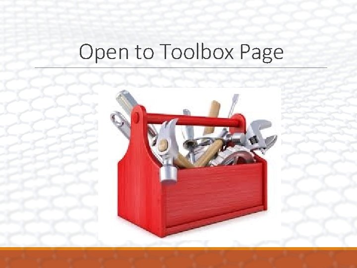 Open to Toolbox Page 