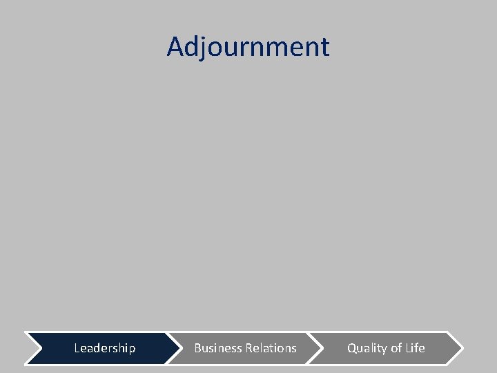 Adjournment Leadership Business Relations Quality of Life 