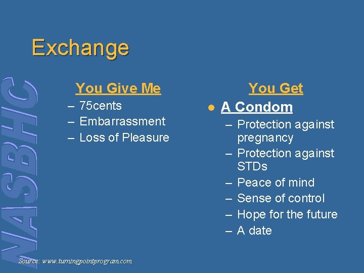 Exchange You Give Me – 75 cents – Embarrassment – Loss of Pleasure Source: