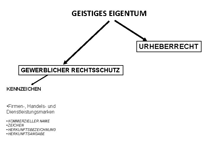 GEISTIGES EIGENTUM URHEBERRECHT GEWERBLICHER RECHTSSCHUTZ KENNZEICHEN • Firmen-, Handels- und Dienstleistungsmarken • KOMMERZIELLER NAME