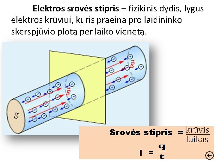 Elektros srovės stipris – fizikinis dydis, lygus elektros krūviui, kuris praeina pro laidininko skerspjūvio