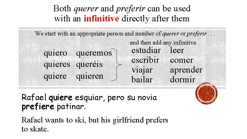 Both querer and preferir can be used with an infinitive directly after them We