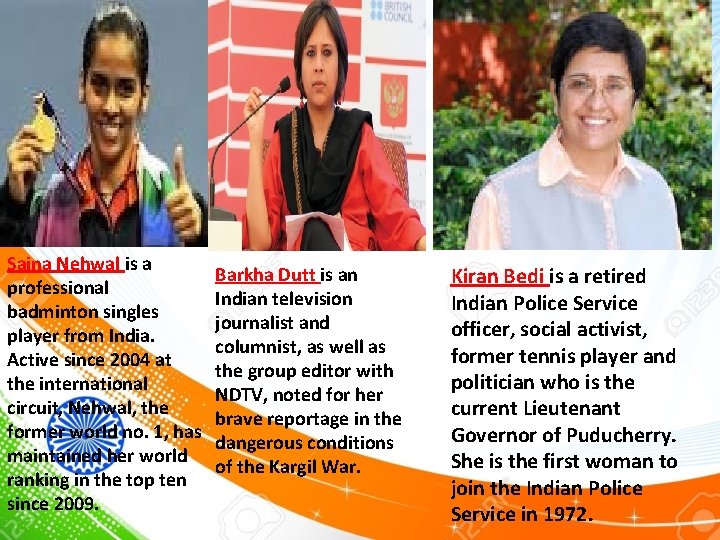 Saina Nehwal is a professional badminton singles player from India. Active since 2004 at