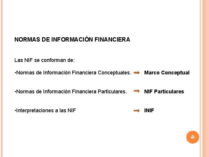 NORMAS DE INFORMACIÓN FINANCIERA Las NIF se conforman de: • Normas de Información Financiera